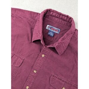 Williams Bay Mens 2XT Burgundy Cotton Long Sleeve Button Down Work Shirt Raw Hem
